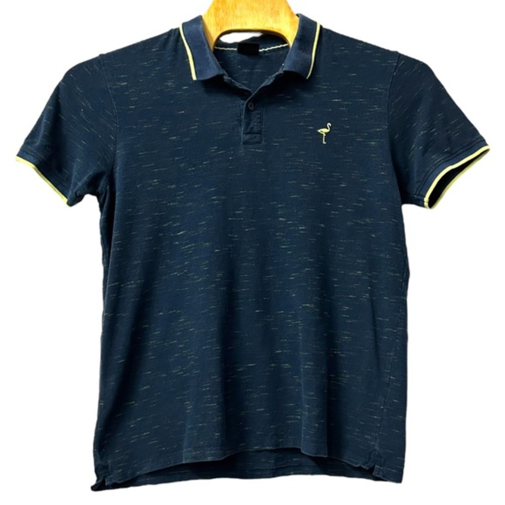 Livergy Men’s Heathered Navy Blue Short Sleeve Polo Shirt‎     Sz L